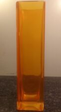 Vintage Retro Mid Century Modern Style Square rectangular Orange Glass Vase for sale  Shipping to South Africa