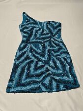 SCALA Women’s One Shoulder Silk Blue Sequin Size 4 Mini Dress  for sale  Shipping to South Africa