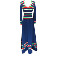 Vestido Largo de Colección Neusteters México Diseno Mexicano Costura Años 70 Azul Elastizado segunda mano  Embacar hacia Argentina