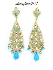 Indian Earrings 22ct Gold Plated With Crystals In Various Colours., used for sale  NEWCASTLE UPON TYNE