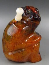 Garrafa de rapé rara antiga chinesa esculpida "macaco" jade 418, usado comprar usado  Enviando para Brazil