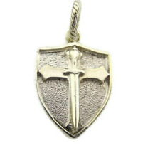 Usado, Pingente Warrior Shield Cross .925 Prata Esterlina!! comprar usado  Enviando para Brazil