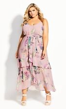 Vestido maxi City Chic Heartwine floral plus size XL 22 rosa multicolorido em camadas, usado comprar usado  Enviando para Brazil