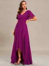   Minimalist evening dress V-neck high and low ruffled edge floor long skirt for sale  Shipping to South Africa