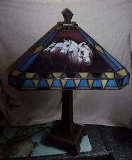 Exquisite Majestic Horses Stained Glass Art Lamp. usato  Spedire a Italy