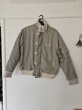 Le Shark Padded Taupe Bomber Jacket Front Zip Jacket Size Large for sale  Shipping to South Africa