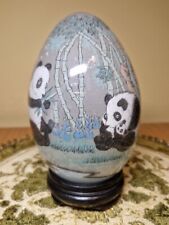 Chińskie szklane jajko na stojaku w pudełku Panda, rzadki rocznik na sprzedaż  PL