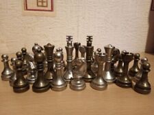 Piezas/juego completo de 32 piezas de metal de ajedrez, 50 mm rey, color bronce plata vintage segunda mano  Embacar hacia Mexico