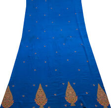 Tela bordada multiusos sushila vintage remanente de sari de seda azul chatarra segunda mano  Embacar hacia Mexico