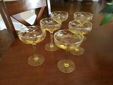 Copos de vinho/licor/champanhe Cambridge Glass amarelo gravado em roda depressão  comprar usado  Enviando para Brazil