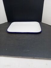 ❤️ Vintage White/Blue Enamel Metal  Multi Use Pan 13X9  Has Chips And Cracks , used for sale  Shipping to South Africa