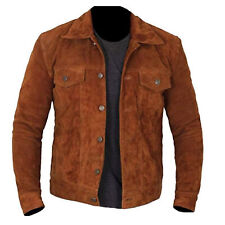 Men's KTR Suede Brown Jacket Fashion Style Biker Retro Buttoned Coat CE for sale  Shipping to South Africa