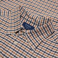 Eton NWOT Casual Button Down Shirt Sz 18 46 XXL Contemporary Yellow & Blue Plaid for sale  Shipping to South Africa