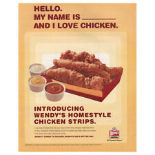 2003 Wendys: Hello My Name Is and I Love Chicken Vintage Print Ad, used for sale  Shipping to South Africa