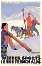 Póster original de PLM, Broders, deportes de invierno, Voz Pass, Mont Blanc, esquí, 1929 segunda mano  Embacar hacia Argentina