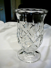Vtg. 8 1/2" Lead Crystal Pedastal Vase w/Simplistic Etched Design for sale  Shipping to South Africa