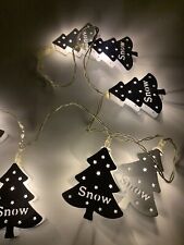 10 luces de cadena de nieve para árbol de Navidad de metal blanco alimentadas por batería una está rota segunda mano  Embacar hacia Argentina