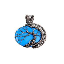 Sleeping Beauty Turquoise Copper Gift For Friend Wire Wrapped Tree Of Life 1.65" for sale  Shipping to South Africa