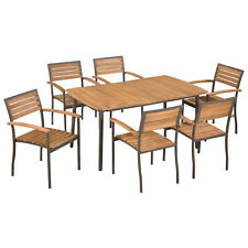 7 Piece  Dining Set Solid Acacia Wood and Steel K8R3 for sale  Shipping to South Africa