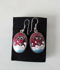 Sea Gems Cloisonne Earrings With Dolphin Design red blue & white  for sale  STOCKTON-ON-TEES