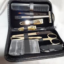 Kit de viaje con cremallera de cuero de aseo de manicura con cortauñas de peine de afeitar, usado segunda mano  Embacar hacia Argentina