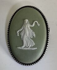 Vintage Sterling Silver & Wedgwood Jasperware Green Brooch Hallmarked for sale  Shipping to South Africa