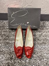 Zapatos de salón Womans Evins Fular hechos en Italia de cuero rojo punta abierta estrecha talla 7,5 AAA segunda mano  Embacar hacia Mexico