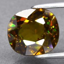 2.40ct 8.5x7.6mm VS Cushion Natural Greenish Yellow Sphene, Amazing Luster for sale  Shipping to South Africa