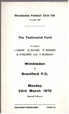 Wimbledon brentford 1969 for sale  WIRRAL