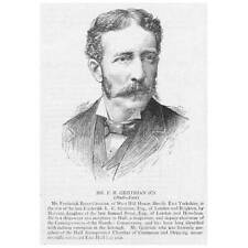 Frederick Brent Grotrian MP for Hull East - Antique Print 1886, used for sale  Shipping to South Africa
