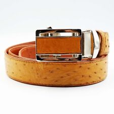 New Light Brown Real Ostrich Leather Men Metal Auto Buckle Belt 1.2 x 49 inch. for sale  Shipping to South Africa