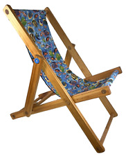Cadeira lounge dobrável de madeira vintage infantil pátio praia estilingue reclinável PEIXES, usado comprar usado  Enviando para Brazil