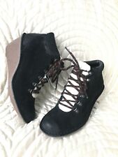 New Clarks Women Wedge Shoes Black Real Suede Boots Fur 5.5 D UK 39 M EU myynnissä  Leverans till Finland