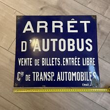 Ancienne Plaque Émaillée Arrêt d'Autobus Cie de Transp. Automobiles Email JAPY d'occasion  Strasbourg-