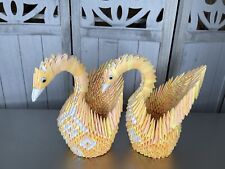 Papel dobrado origami 3D artesanal laranja cisne ganso pássaro cesta grande conjunto de 2 comprar usado  Enviando para Brazil