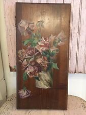 Used, Antique Oil Painting Pink Roses On Board 1900-1940 Cottage Style #13 for sale  Shipping to Canada