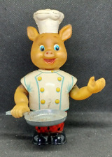 Vintage Working Toy 5" Wind Up Pig Piggy Chef Tin Litho Japan, used for sale  Shipping to South Africa