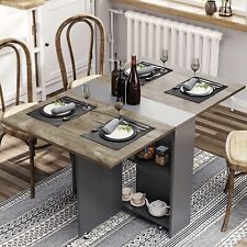 Mesa de jantar dobrável de madeira com 2 prateleiras de armazenamento mesa expansível para cozinha comprar usado  Enviando para Brazil