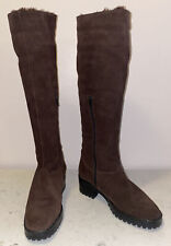 Pertti Palmroth Brown Suede Leather Faux Fur Lined Block Heel Riding Boots 6.5 myynnissä  Leverans till Finland