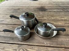 Vintage 1801 Revere Ware 4 Piece Set Copper Bottom Pots W/3 Lids 2 Ringed 2 Not for sale  Shipping to South Africa