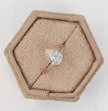 Usado, Anillo de compromiso de diamantes cultivados en laboratorio en forma de pera de 2,5 quilates, anillo de oro amarillo de 14 K segunda mano  Embacar hacia Argentina