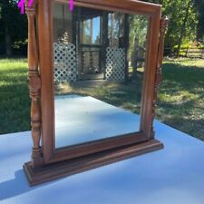VTG Reliance Oak Wood Swivel Vanity Mirror Tabletop Rectangle Freestanding Brown for sale  Shipping to South Africa
