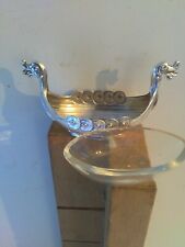 Vintage  Viking Sailing Ship Long Boat Salt Cellar & Removable Glass Dish., used for sale  Shipping to South Africa