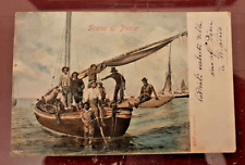 Cartolina scena pesca usato  L Aquila