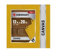 JobSmart 12X20 120Z Industrial Heavy-Duty Canvas Tarp, 12 ft. x 20 ft., Yellow for sale  Shipping to South Africa