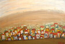 Expressionist landscape cityscape oil painting signed for sale  Shipping to Canada