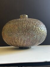 Vaso de cerâmica MCM Raku arte assinado cobre sódio silicato redondo decoração grande comprar usado  Enviando para Brazil