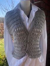 Handmade Crochet vest open knit button closure summer top boho layer, used for sale  Shipping to South Africa