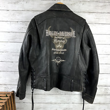 Harley Davidson Mens Western Cow Skull Leather Jacket Large Longhorn - zip broke for sale  Shipping to South Africa