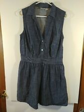 Vestido sem mangas Eshakti personalizado, azul denim, sólido, zíper lateral e bolsos, #1975, usado comprar usado  Enviando para Brazil